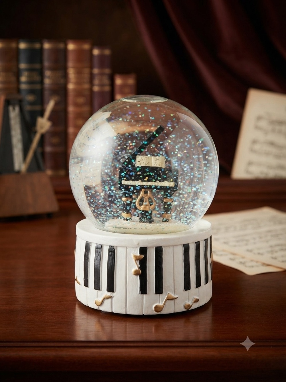 Vintage 80s Musical Snow Globe – Für Elise Piano Design Decor